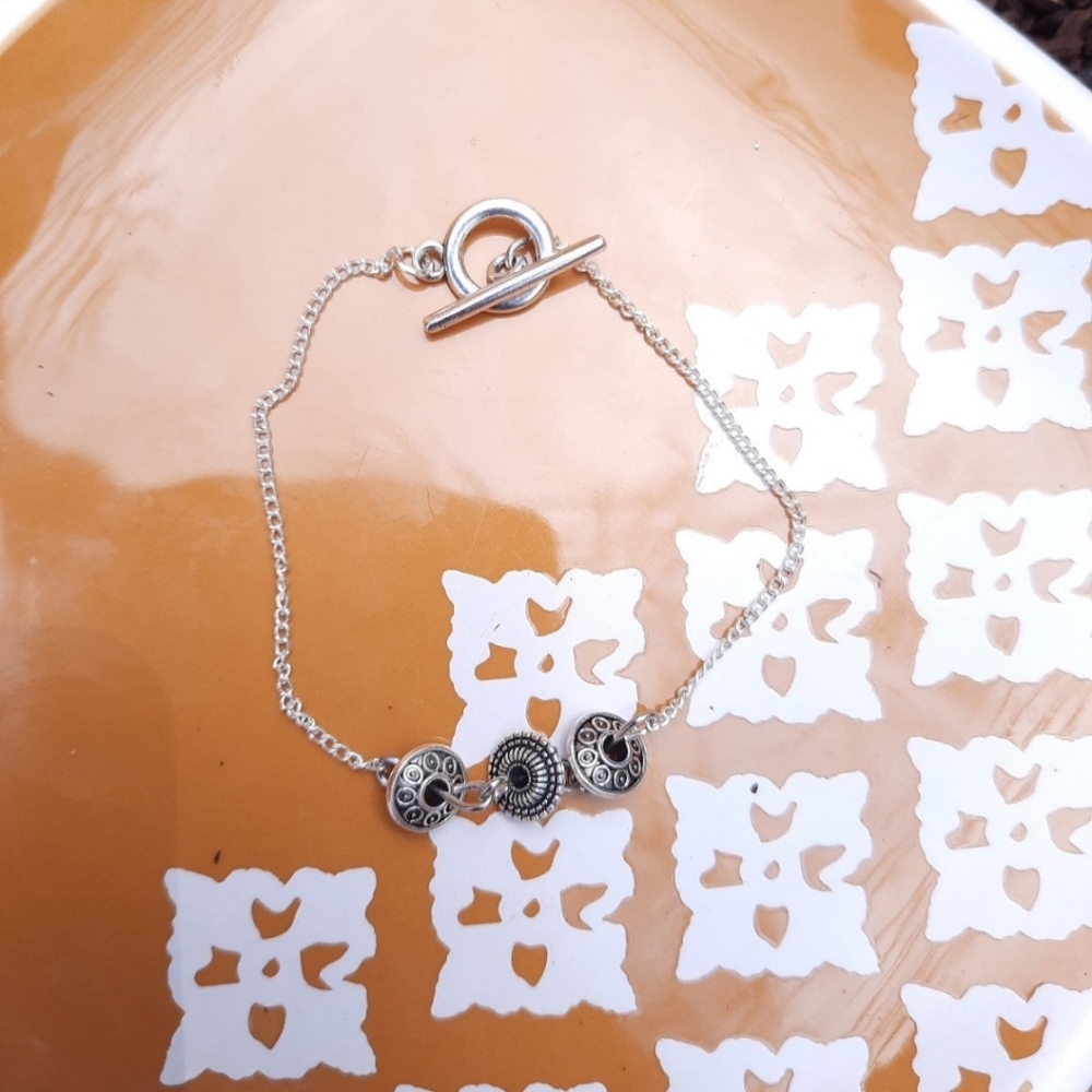 Tibetan Three Bead Simple Chain Bracelet